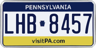 PA license plate LHB8457