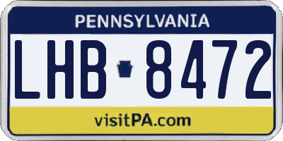 PA license plate LHB8472