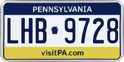 PA license plate LHB9728