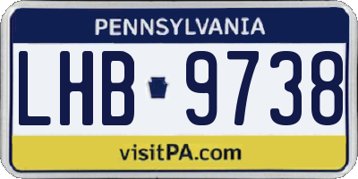 PA license plate LHB9738