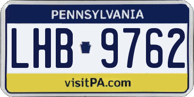PA license plate LHB9762