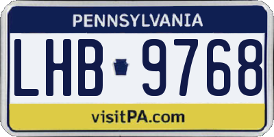 PA license plate LHB9768