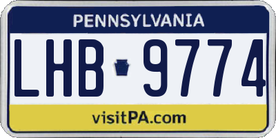 PA license plate LHB9774