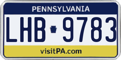 PA license plate LHB9783