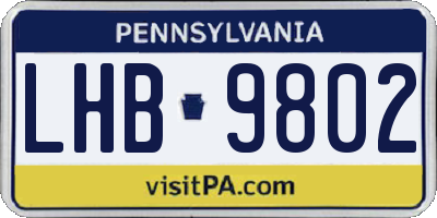 PA license plate LHB9802