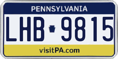 PA license plate LHB9815