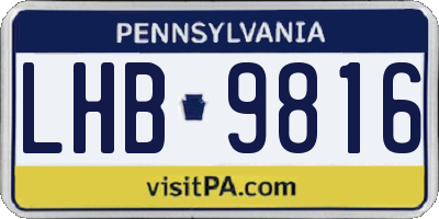 PA license plate LHB9816