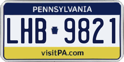 PA license plate LHB9821