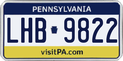 PA license plate LHB9822
