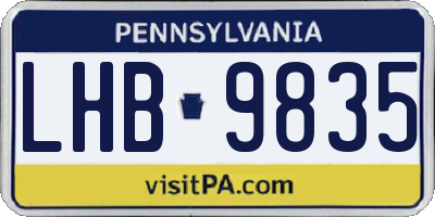 PA license plate LHB9835