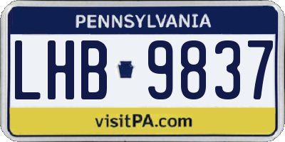 PA license plate LHB9837