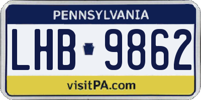 PA license plate LHB9862