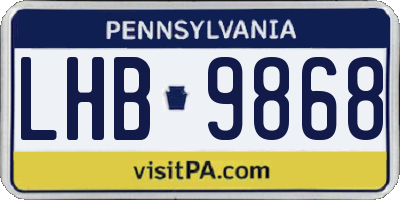 PA license plate LHB9868