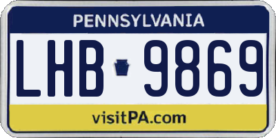 PA license plate LHB9869