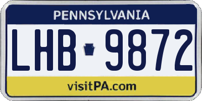 PA license plate LHB9872