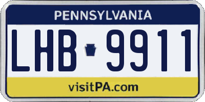 PA license plate LHB9911