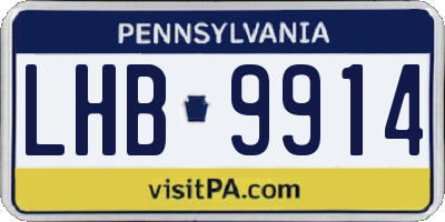 PA license plate LHB9914