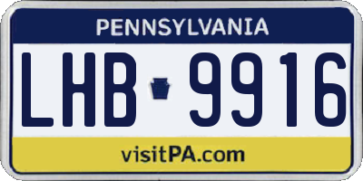 PA license plate LHB9916