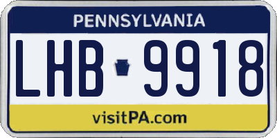 PA license plate LHB9918