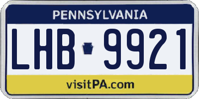 PA license plate LHB9921