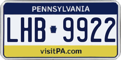 PA license plate LHB9922