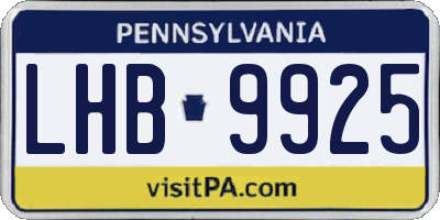PA license plate LHB9925