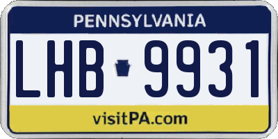 PA license plate LHB9931