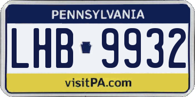 PA license plate LHB9932