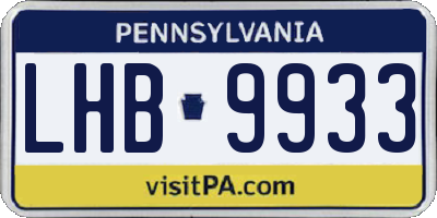 PA license plate LHB9933
