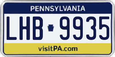 PA license plate LHB9935