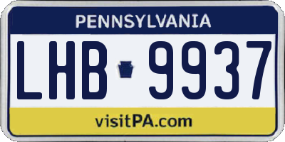 PA license plate LHB9937