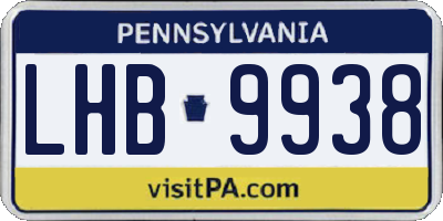 PA license plate LHB9938