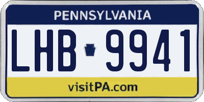 PA license plate LHB9941