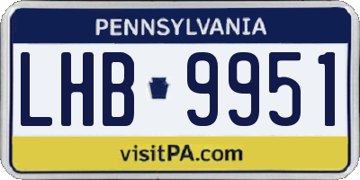 PA license plate LHB9951