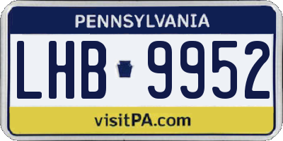 PA license plate LHB9952