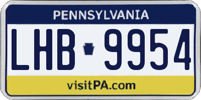 PA license plate LHB9954