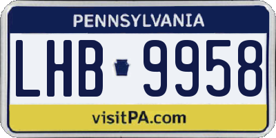 PA license plate LHB9958