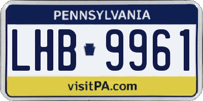PA license plate LHB9961