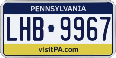 PA license plate LHB9967