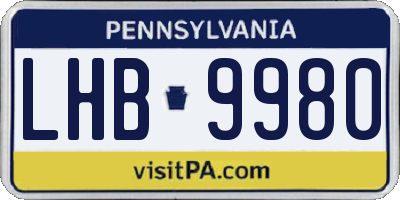 PA license plate LHB9980