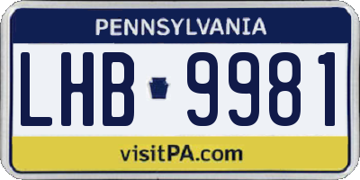 PA license plate LHB9981