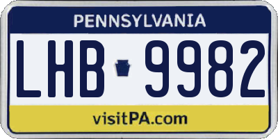 PA license plate LHB9982