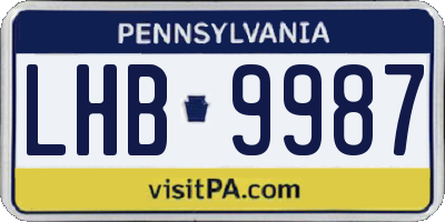 PA license plate LHB9987
