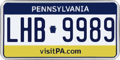 PA license plate LHB9989