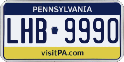 PA license plate LHB9990