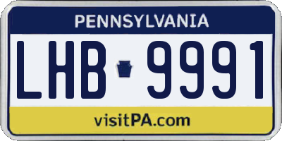 PA license plate LHB9991