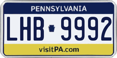 PA license plate LHB9992