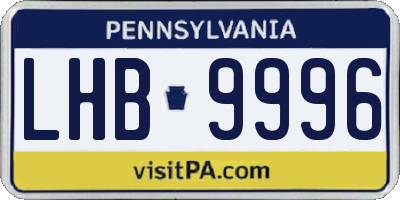 PA license plate LHB9996