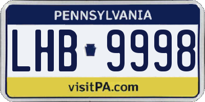 PA license plate LHB9998