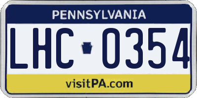 PA license plate LHC0354